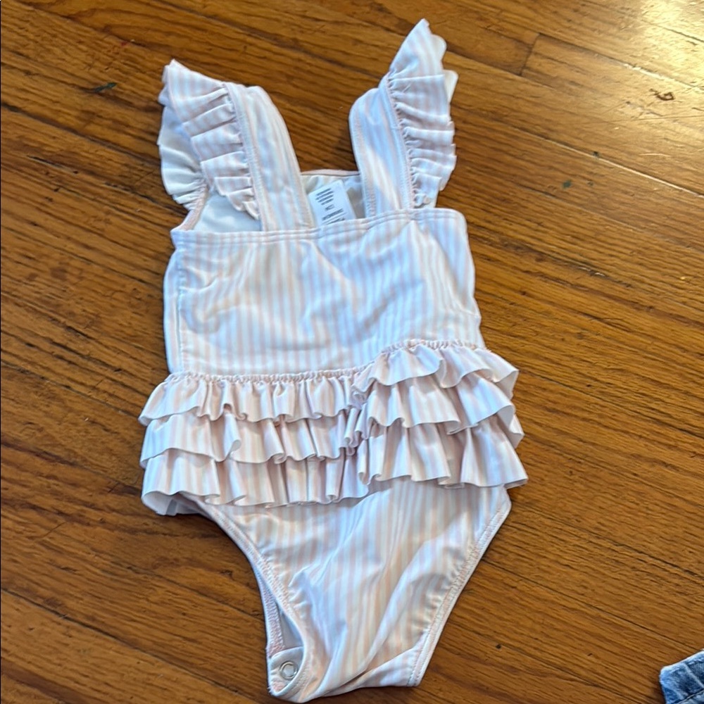 Striped Ruffle Baby Swimsuit - Picture 2 of 3